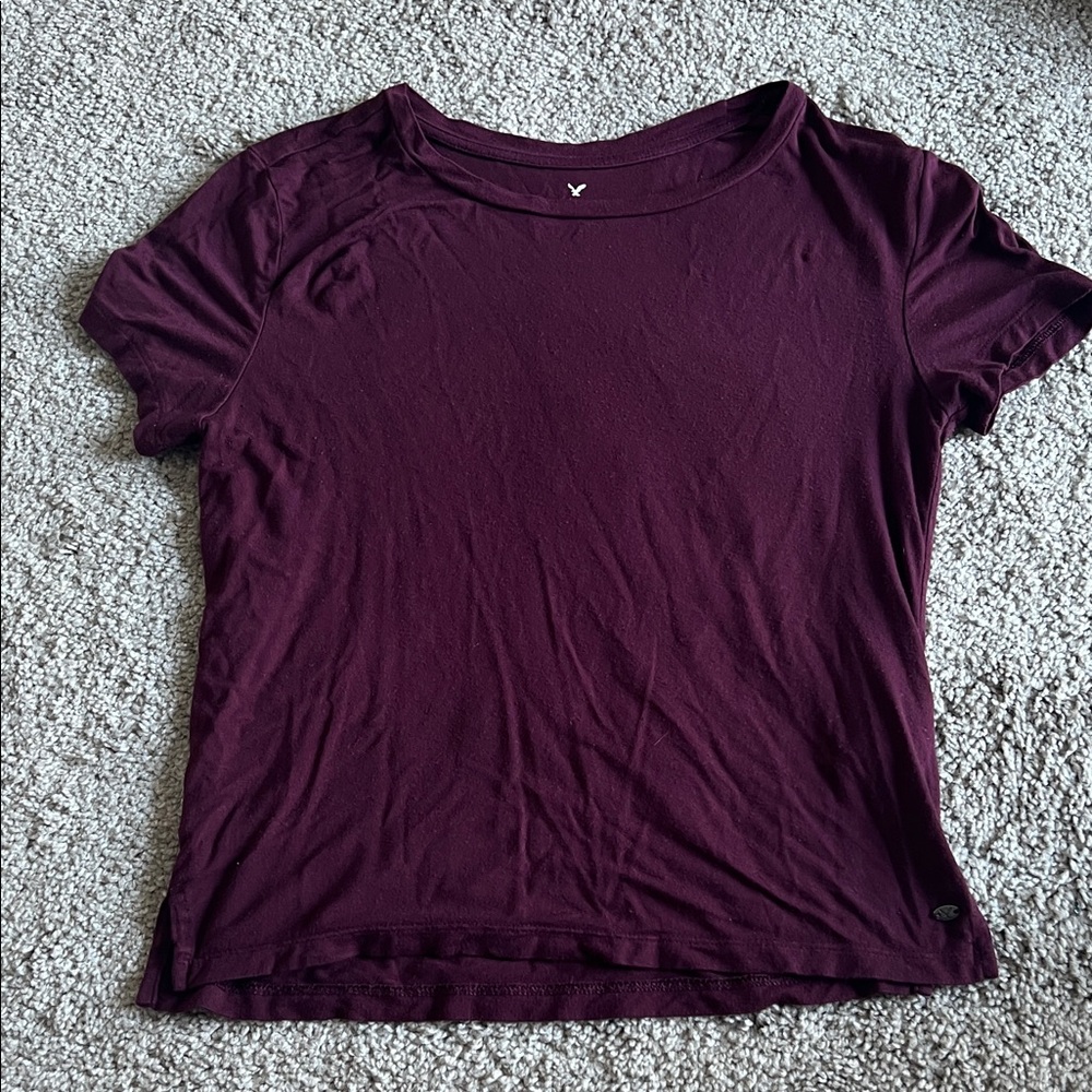 American Eagle Outfitters Short Sleeve Tee - Deep Reddish Plum